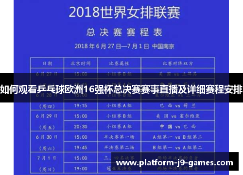 如何观看乒乓球欧洲16强杯总决赛赛事直播及详细赛程安排 如何观看乒乓球欧洲16强杯总决赛赛事直播及详细赛程安排